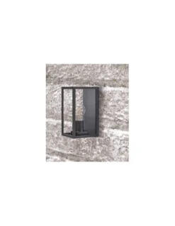Aplique de exterior Cube - ACB - Farol geométrico negro de aluminio y cristal IP54