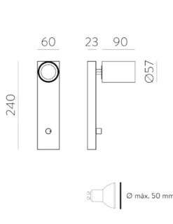 Aplique de lectura Gina - ACB - Aplique orientable con interruptor regulable