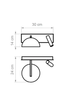 Aplique de pared Absis – Luxcambra – Lámpara con lector, diseño horizontal, lámpara de cerámica LED