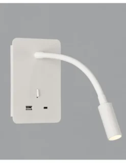 Aplique de pared - ACB - Aplique LED de lectura flexible con USB e interruptor