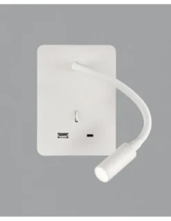 Aplique de pared - ACB - Aplique LED de lectura flexible con USB e interruptor