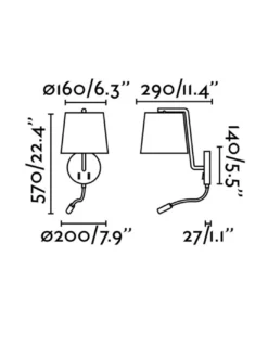 Aplique de pared Berni Reader – Faro – Lámpara con lector LED