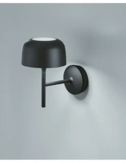 Aplique de pared Bol – Bover – Lámpara de aluminio negro mate, LED Regulable TRIAC