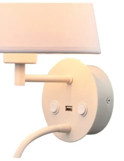 Aplique de pared Caïcos - Mantra - Lámpara con pantalla textil y lector LED