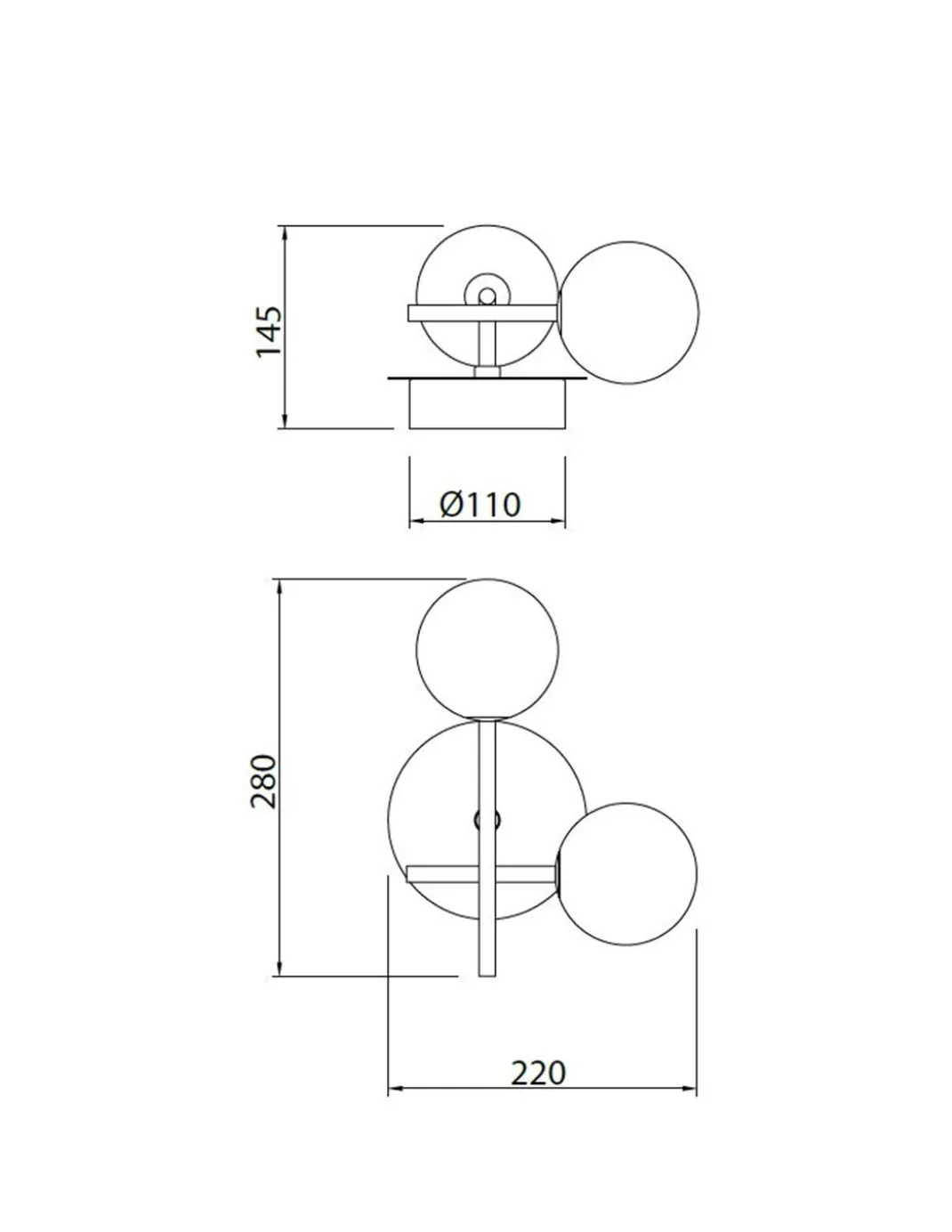 Aplique de pared Cellar – Mantra – Lámpara de pared tipo bola, 2xG4, Negro