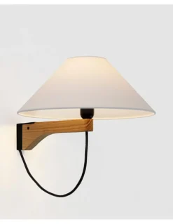 Aplique de pared Clasica - Luxcambra - Lámpara de madera y pantalla de papel