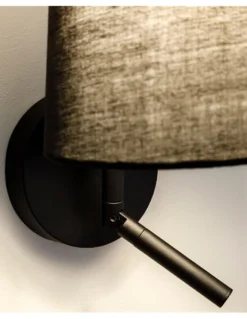 Aplique de pared Clip – LedsC4 – Lámpara de lectura negra con pantalla en 2 colores, LED 2700K+E27