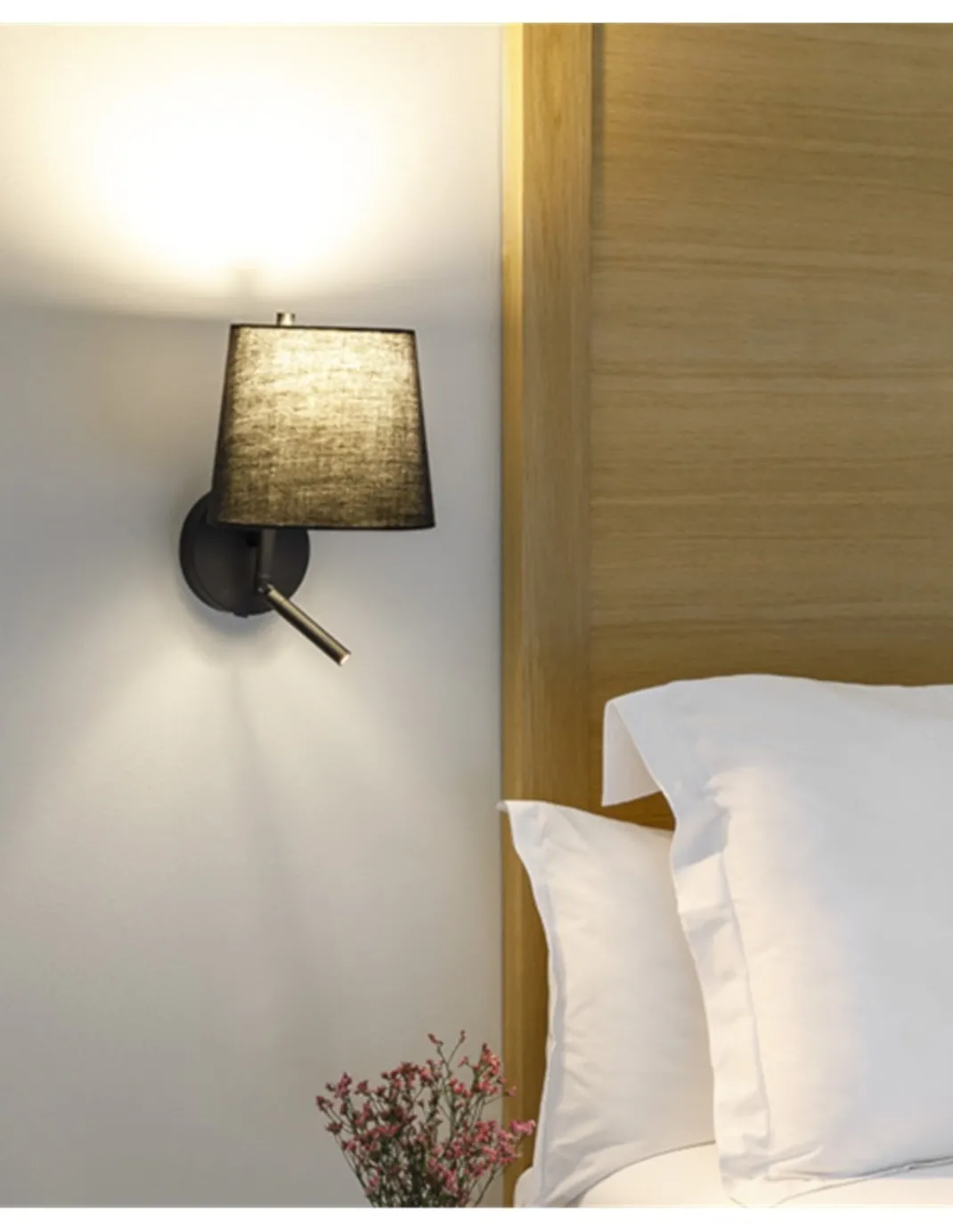 Aplique de pared Clip – LedsC4 – Lámpara de lectura negra con pantalla en 2 colores, LED 2700K+E27