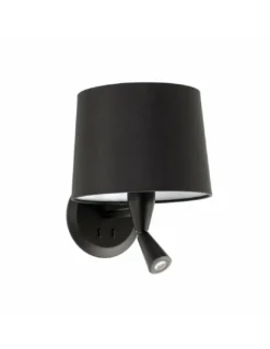 Aplique de pared Conga – Faro – Lámpara con lector, pantalla de tela