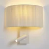 Aplique de pared Corba – Luxcambra – Lámpara con lector, Pantalla de algodón