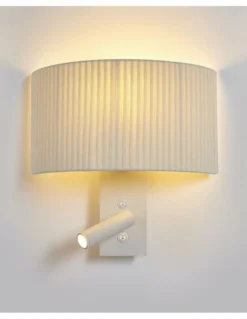 Aplique de pared Corba – Luxcambra – Lámpara con lector, Pantalla de algodón