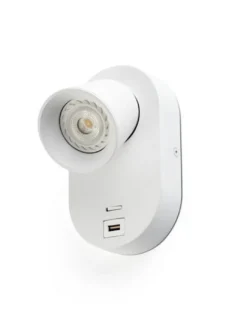 Aplique de pared Corb – Faro – Carga USB, Blanco/Negro