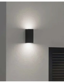 Aplique de pared de exterior Cube – FORLIGHT – Lámpara de acero moderna en gris o negro, Altura: 22 cm, GU10 IP44