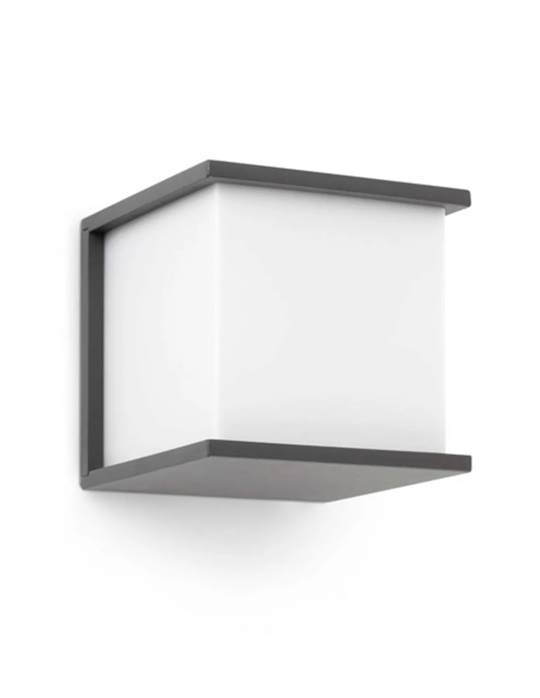 Aplique de pared de exterior Kubick – Faro – Aluminio gris, IP44, E27