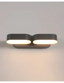Aplique de pared de exterior Kansas – ACB – Lámpara de pared negra, 2 luces, LED 3000K