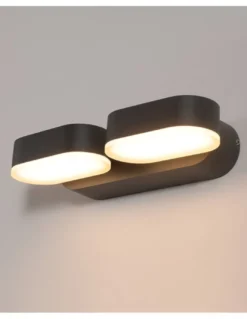 Aplique de pared de exterior Kansas – ACB – Lámpara de pared negra, 2 luces, LED 3000K
