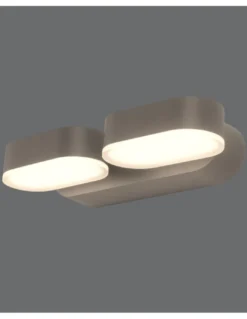 Aplique de pared de exterior Kansas – ACB – Lámpara de pared negra, 2 luces, LED 3000K