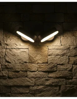 Aplique de pared de exterior Kansas – ACB – Lámpara de pared negra, 2 luces, LED 3000K