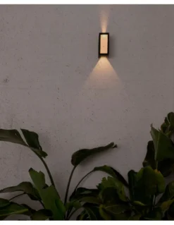 Aplique de pared de exterior Log – Faro – Aluminio gris, IP54, LED 3000K