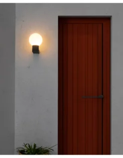 Aplique de pared de exterior Moon – Faro – Aluminio Gris, IP44