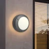 Aplique de pared de exterior Nador - Iberlamp - Diseño circular de aluminio, Ø 27 cm