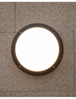 Aplique de pared de exterior Nador - Iberlamp - Diseño circular de aluminio, Ø 27 cm
