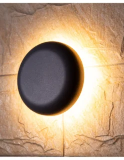 Aplique de pared de exterior Ova - Iberlamp - Lámpara minimalista redonda, Ø 19 cm