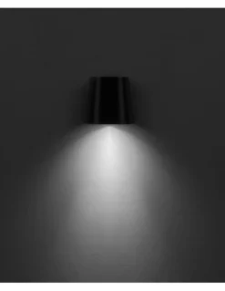 Aplique de pared de exterior Prisma – FORLIGHT – Lámpara moderna negra, Altura: 11 cm, Apto para ambientes salinos