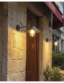 Aplique de pared de exterior Tours - ACB - Diseño industrial retro negro