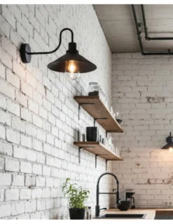 Aplique de pared de exterior Tours - ACB - Diseño industrial retro negro