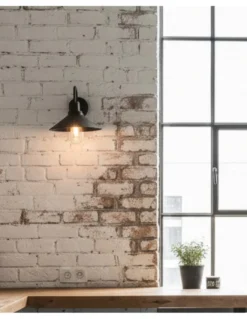 Aplique de pared de exterior Tours - ACB - Diseño industrial retro negro