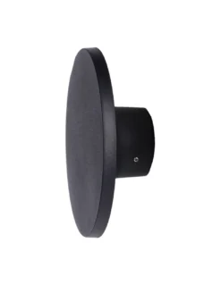 Aplique de pared de exterior Yika – FORLIGHT – Lámpara redonda negra, LED 3000K 690 lm, Diámetro: 16,4 cm