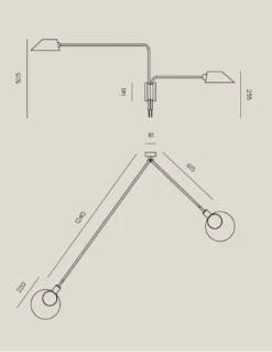 Aplique de pared Duo – Aromas – Lámpara de pared de lectura, 2 brazos orientables, Negra