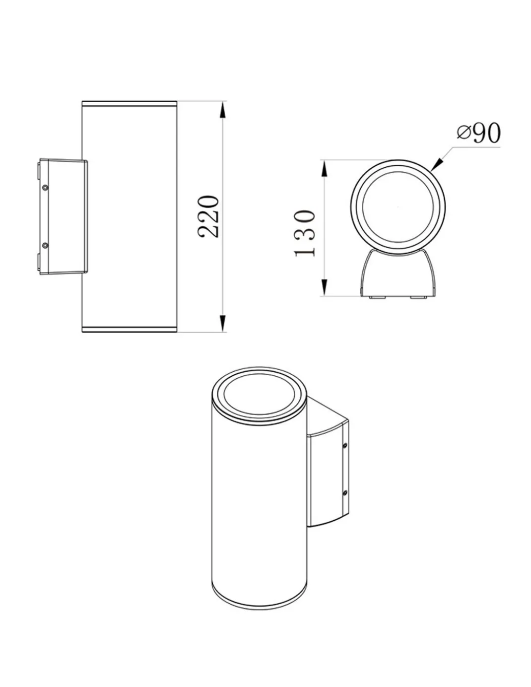 Aplique de pared Fox - Iberlamp - Lámpara de exterior, doble iluminación
