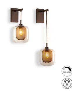 Aplique de pared Fox - Schuller - Lámpara colgante de pared, estilo industrial, malla metal+cristal