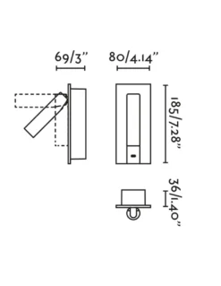 Aplique de pared Gabo - Faro - Lámpara de lectura con USB