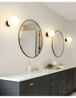 Aplique de pared Giro – FORLIGHT – Lámpara para baño IP44, Pantalla de cristal, Diámetro: 15 cm