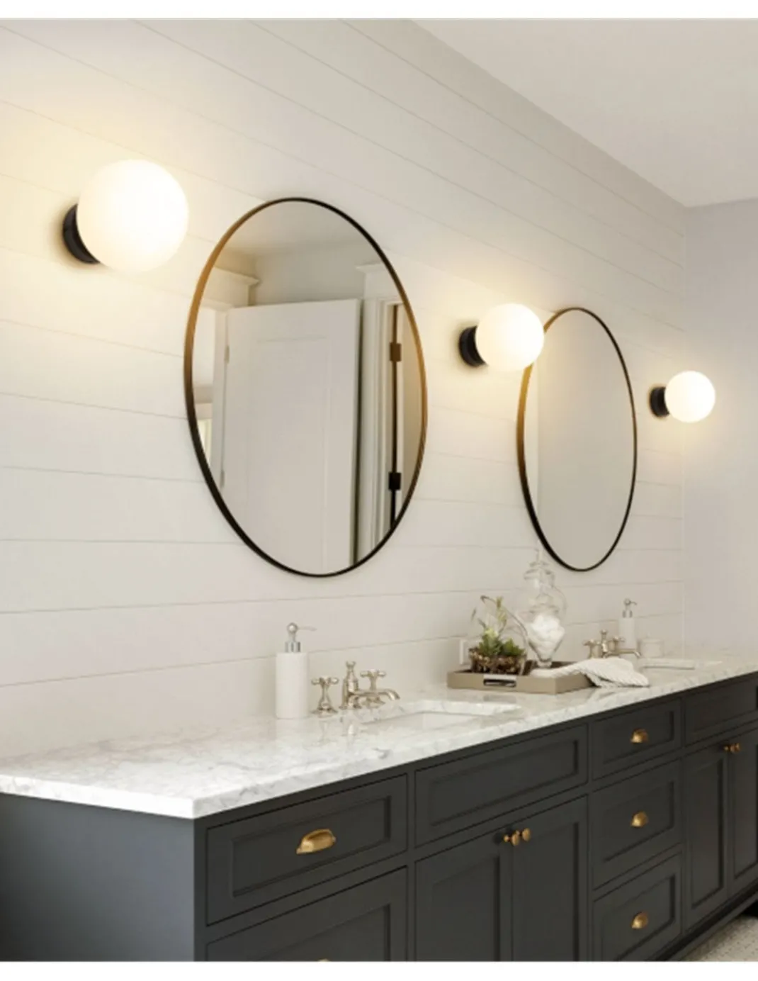 Aplique de pared Giro – FORLIGHT – Lámpara para baño IP44, Pantalla de cristal, Diámetro: 15 cm