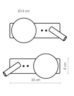 Aplique de pared Glos Slim Izq – Luxcambra – Lámpara tipo bola con lector negra