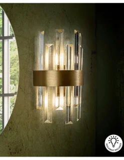 Aplique de pared Grace – Schuller – Lámpara de cristal transparente y acabado oro
