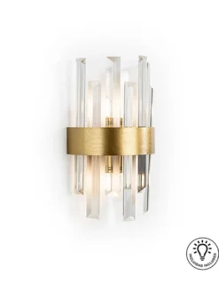 Aplique de pared Grace – Schuller – Lámpara de cristal transparente y acabado oro