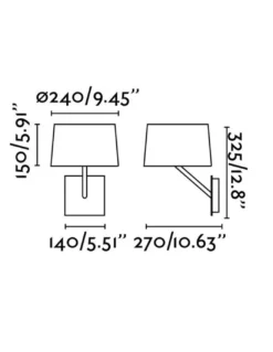 Aplique de pared Handy – Faro – Lámpara de pared blanca con pantalla de tela