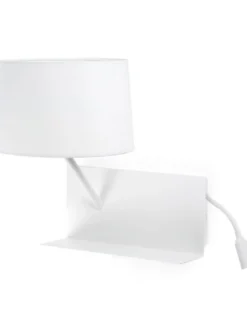 Aplique de pared Handy Izquierda – Faro – Lámpara blanca con bandejita y lector