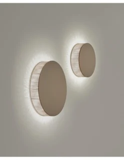 Aplique de pared Helios – Bover – Lámpara redonda, Metal marrón roble, LED 2700K, Regulable Triac