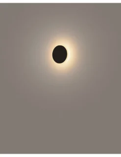 Aplique de pared Horizon W15 - Milan - Lámpara redonda minimalista negra, 15 cm