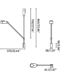 Aplique de pared Inviting – Faro – Lámpara de lectura LED regulable, brazo orientable