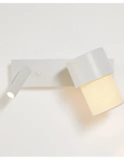 Aplique de pared Kan – Luxcambra – Lámpara con lector LED en dos colores, Pantalla cotonet