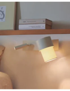 Aplique de pared Kan – Luxcambra – Lámpara con lector LED en dos colores, Pantalla cotonet