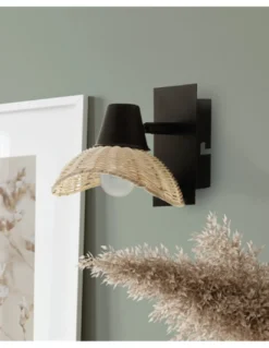 Aplique de pared Kasteli - IDP Lampshades - Pantalla de mimbre, lámpara decorativa