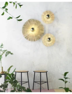 Aplique de pared Laos – Aromas – Lámpara de pared de paja natural, LED 2700K, 30-50 cm